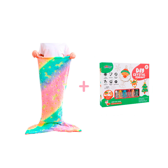 MermaidArtCraft, darilni set z dekliško odejo in božičnim setom za ustvarjanje obeskov GRATIS
