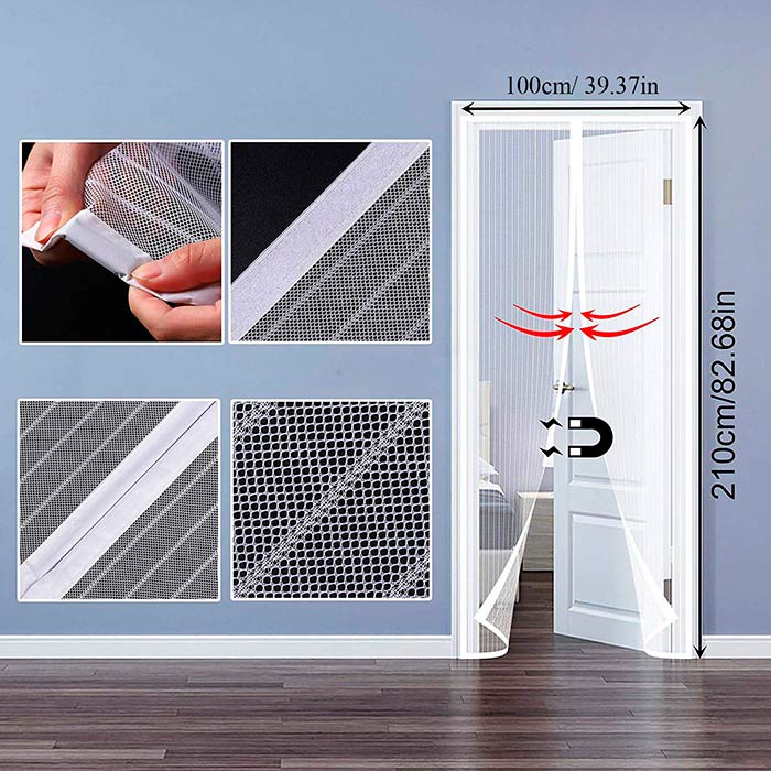 Magnetna mreža se odlično prilega vsem vrstam standardnih vrat (210 x 100 cm)!