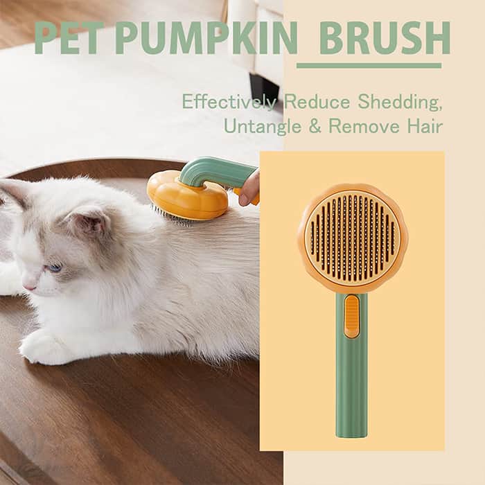 PumpkinComb, krtača za hišne ljubljenčke z gumbom za preprosto čiščenje - Image 6