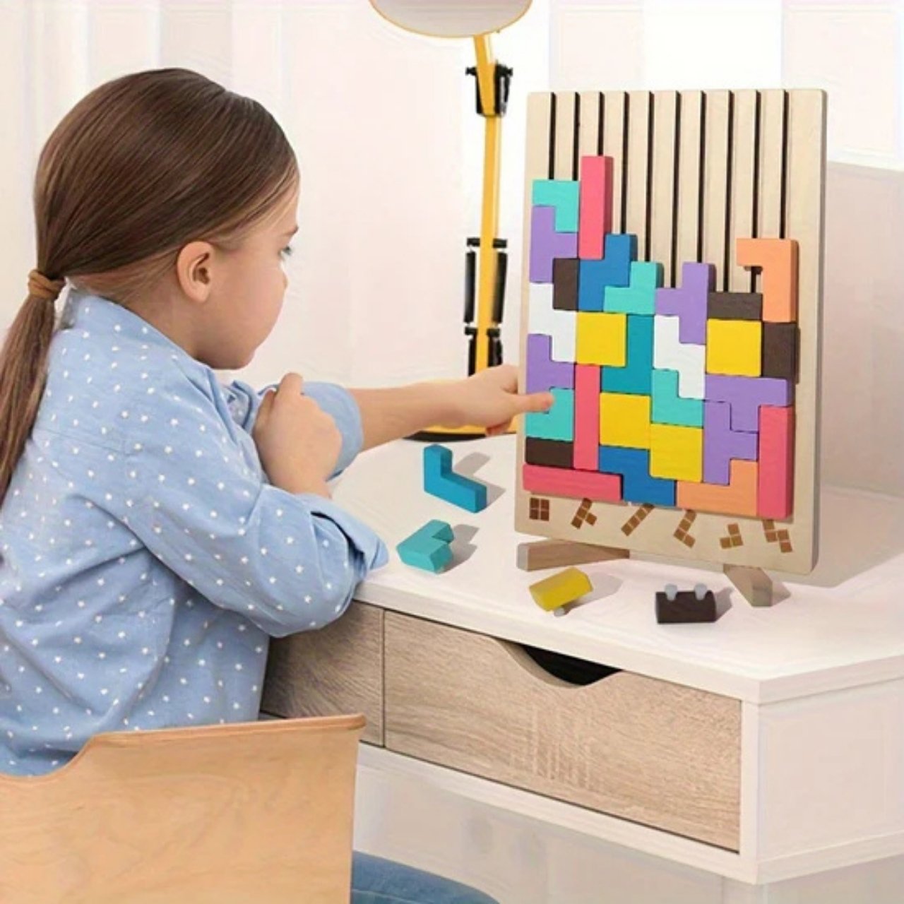 Lesena didaktična igrača, Tetris